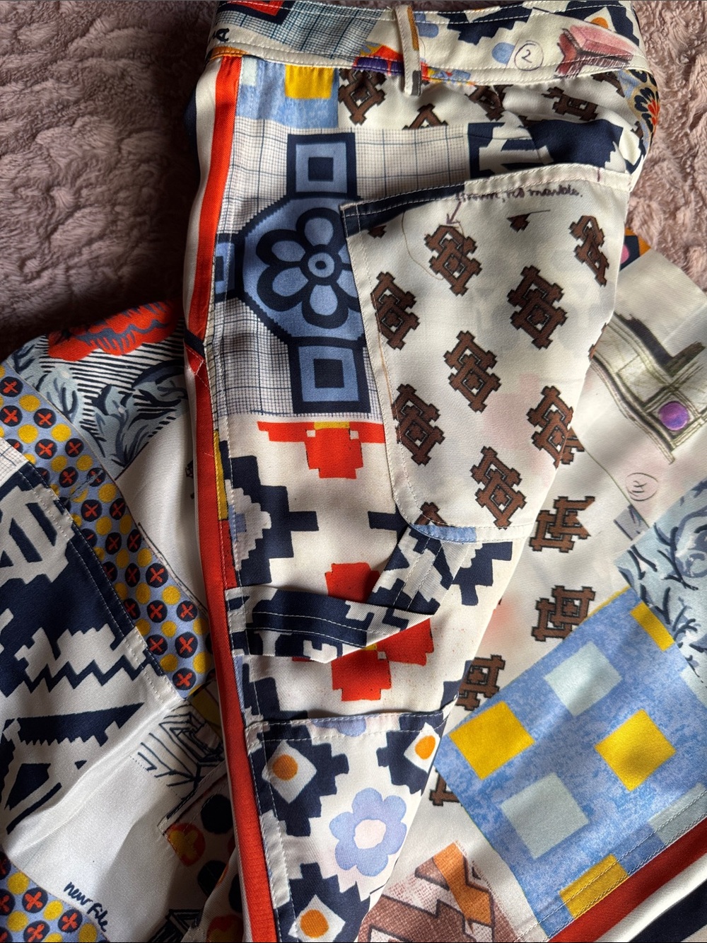 Tory Burch Multicolor Geometric & Floral Wide-Leg pants long sleeve set - Picture 10 of 17